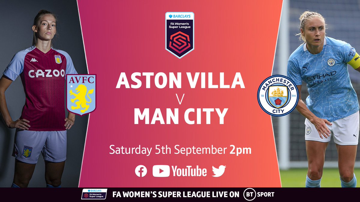 footballontnt's tweet photo. The @BarclaysFAWSL is back 🙌

Newcomers Aston Villa get a valuable early test against Man City, and it's LIVE right here on twitter from 2pm ⚽️ https://t.co/lbmI3dmO5P