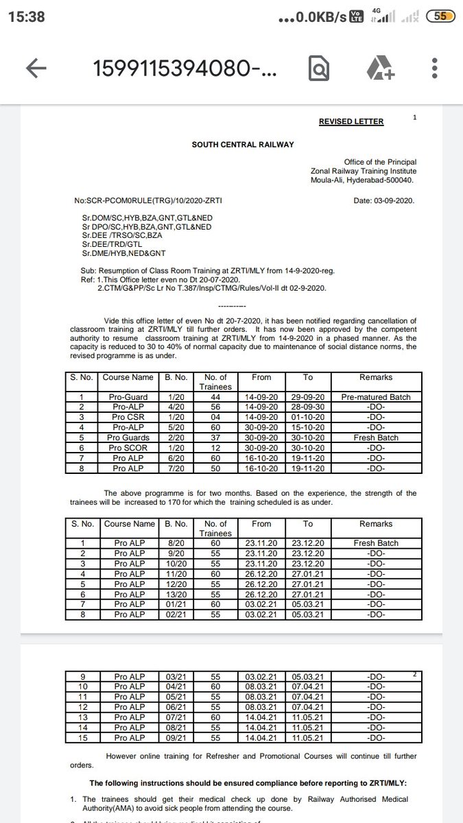 arunavamukher11's tweet photo. @EasternRailway look at this screenshot.South central railway is going to start it's training programme from 14/09/20.What about you,the LAZIEST ZONE??? In those South Indian states Corona has spread much more than that of WB. OPEN ETC/ASANSOL &amp; START OUR ELECTRICAL TRAINING https://t.co/L47WpAxlBy