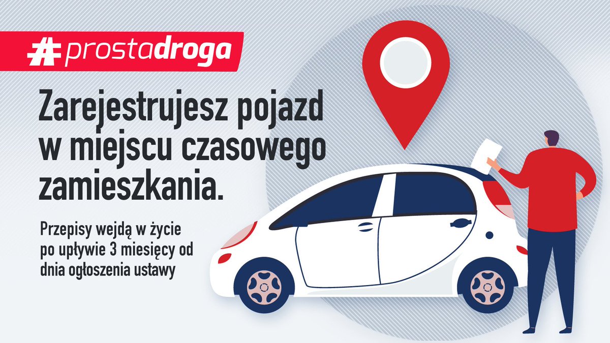 PremierRP's tweet photo. 🚘 Zarejestrujesz pojazd w miejscu czasowego zamieszkania. #ProstaDroga https://t.co/VhbCcOLO2l