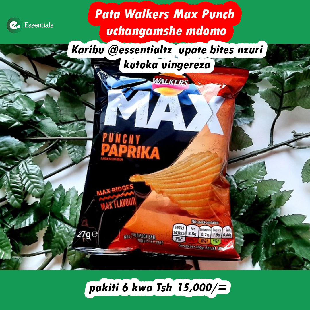 EssentialsTz's tweet photo. WALKERS MAX PUNCH: je upo ofisini kwako au upo  nyumbani kwako unataka kupooza njaa, njoo dukani kwetu au fanya manunuzi kupiti mitandao yetu ya kijamii

BIDHAA ZETU ZINATOKA UINGEREZA
ZINAPATIKANA KWA BEI YA JUMLA NA REJAREJA
UNALETEWA POPOTE ULIPO HATA KAMA UPO UGANDA https://t.co/lIY1MIXiq9