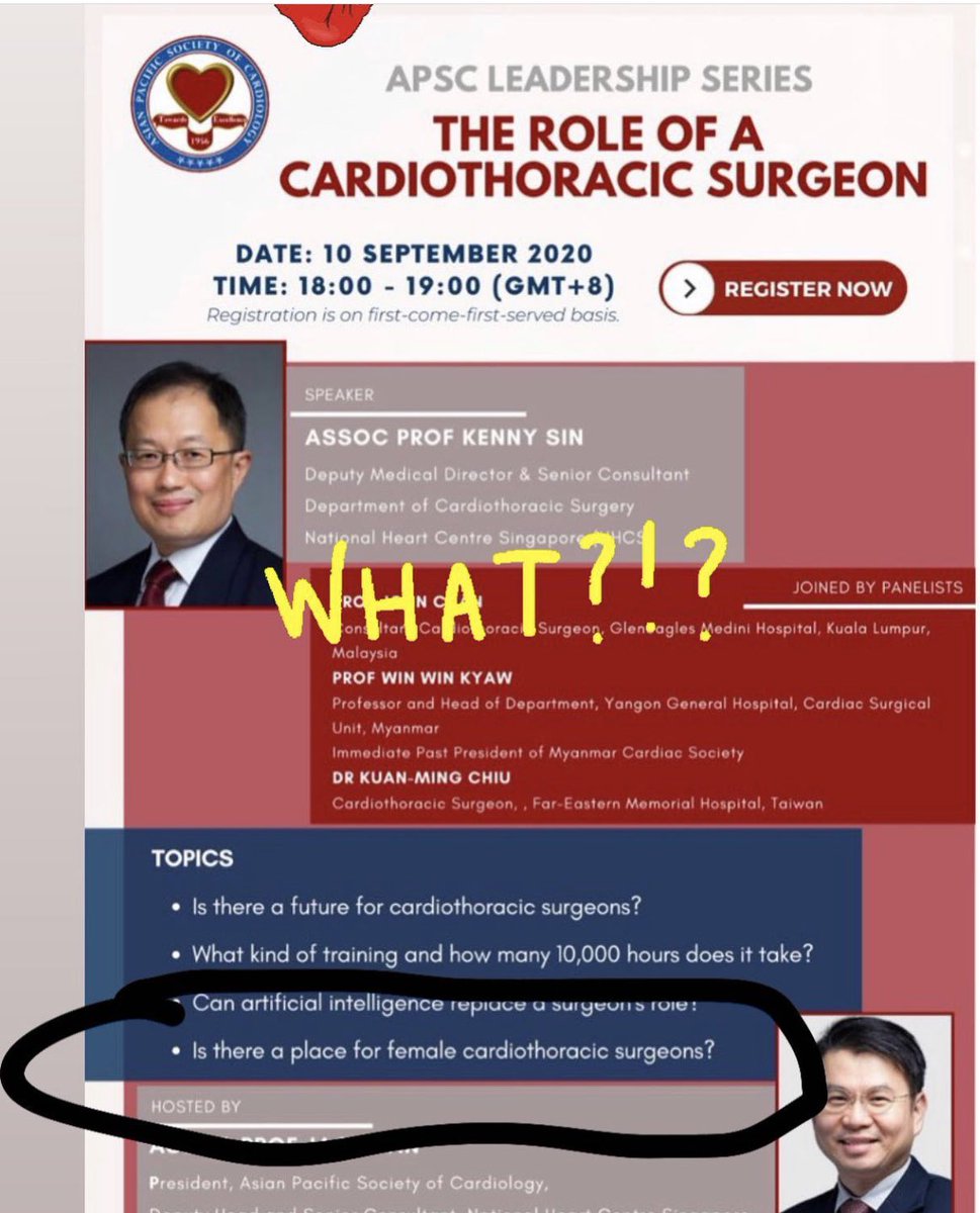 OrthopodReg's tweet photo. I know,it’s a Saturday

But then...

“Is there a place for female cardiothoracic surgeons?”

Which is being discussed by 4 men &amp; a woman (their Exec is 15/16 male)

@apsc_office - Your 1st topic answers your last

#HeForShe  #ILookLikeASurgeon #HammerItOut #DiversityandInclusion https://t.co/zU4sB0TQUk