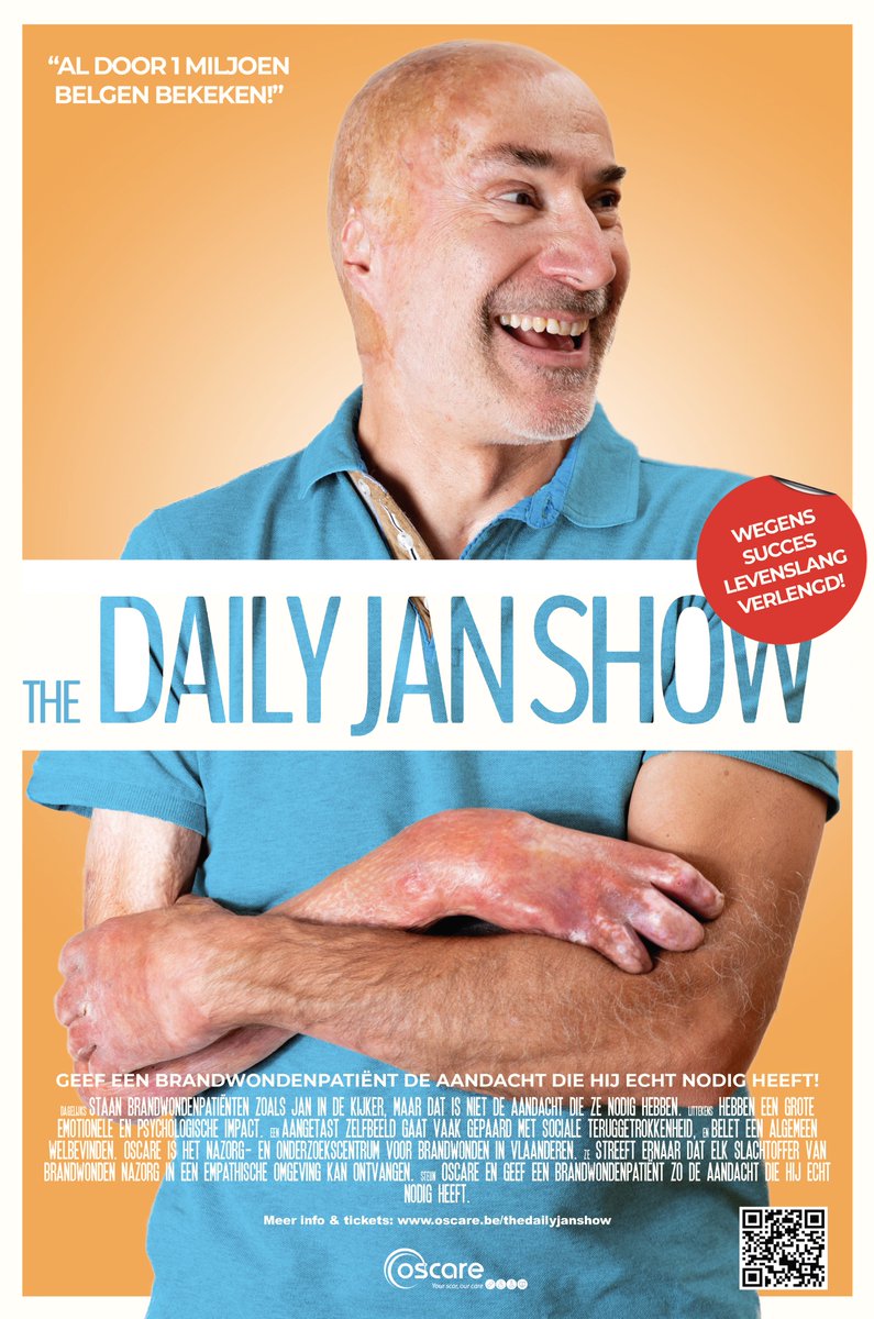 vzwOscare's tweet photo. STEM ons naar de overwinning!
Nog tem zon 6/9 kan je via https://t.co/9hfkFO5Qf0 stemmen op #TheDailyJanShow voor de #publieksprijs @destandaard #Solidariteitsprijs. Dankzij jullie steun kunnen wij mensen met #brandwonden de aandacht geven die zij verdienen. #Muskus https://t.co/LofVzDj0P1