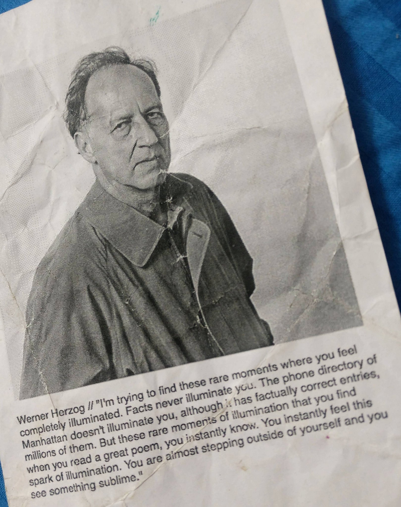 An old, crumpled reminder....
Happy birthday, Werner Herzog! 