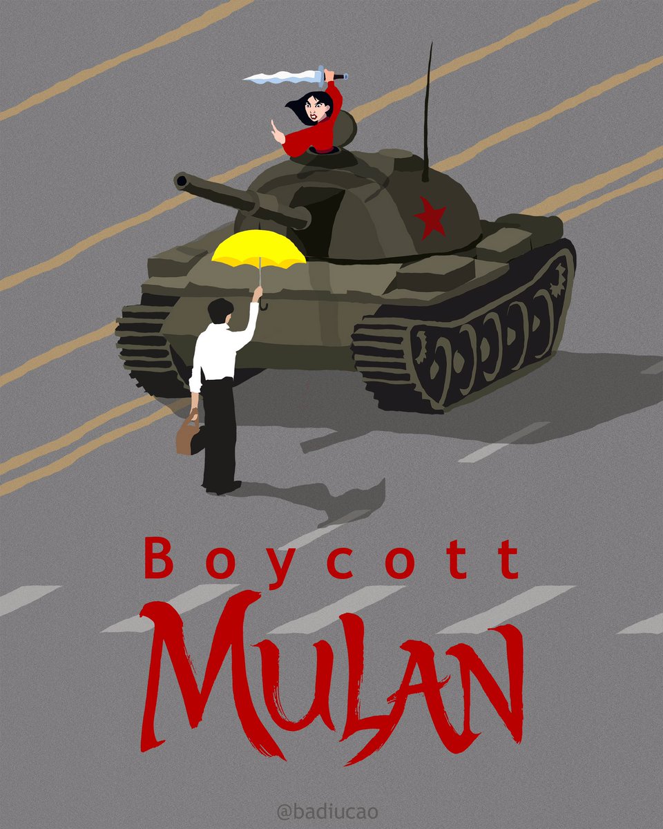 badiucao's tweet image. #BoycottMulan 
if u support universal human rights,
if u hate police brutality,
If u believe artists, actors/actresses and companies shall carry social responsibilities,
if u respect Asians and refuse seeing us as money mining market and tokens. 

Boycott #Mulan