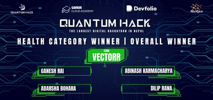 Quantum_Hack's tweet image. We would like to congratulate team VECTORR, the &apos;Category Winner: Health&apos; and Overall Winner of Quantum Hack. 

Their project named &apos;MASKED&apos;, is a surveillance system that detects people not wearing a mask and follows them wherever reachable.