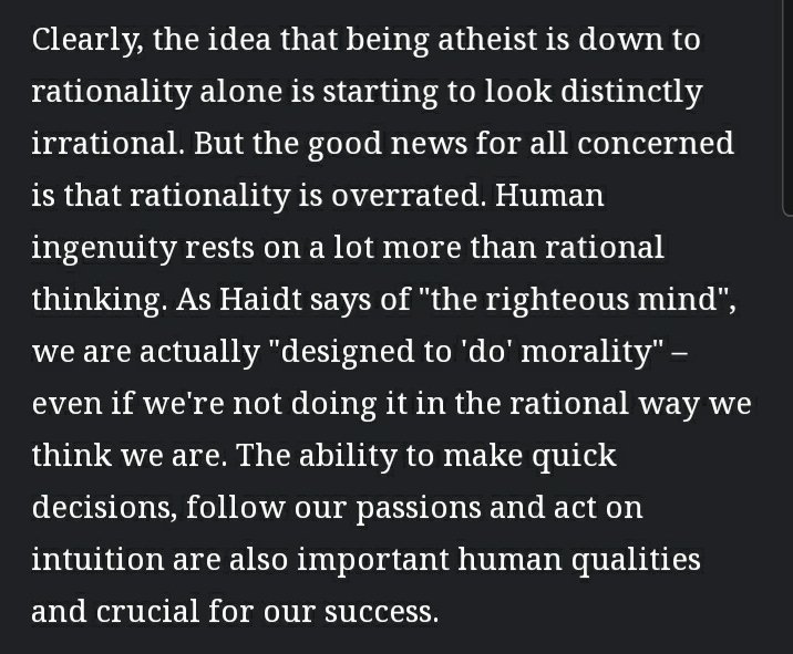 Atheists think they are more rational than others just because they believe in science which is a subject of check and measures but research says something else about them. (Refer to the pic and the link attached with them)  https://phys.org/news/2018-09-atheists-rational.amp?__twitter_impression=true