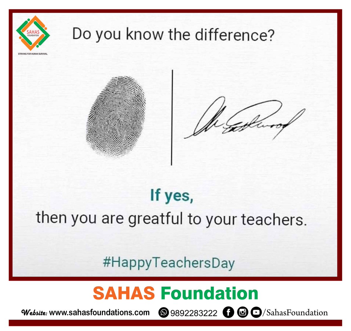 Sahas113's tweet photo. Happy Teacher's Day...!
#HappyTeachersDay #TeachersDay202020 
#Sahasfoundation https://t.co/bKFGi4s8EE
