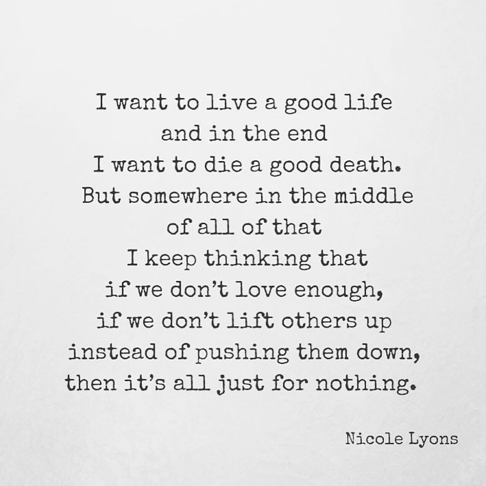 LaurieSahli's tweet photo. I โฅ๏ธ This! Reposted from @nicolelyonspoetry A Good Life
#quoteoftheday
#quotestoliveby
#wordsofwisdom
#wordstoliveby
#nicolelyons
#nicolelyonsquotes
#nicolelyonspoetry
#goodlife
#lovehard
#poetsofinstagram
#writersofinstagram
#truestory
#kamloopspoet
#canadianpoet https://t.co/sltJzH0Bm3