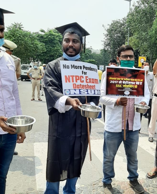 Nagesh_nsui6's tweet photo. The youth needs job not Modi ji’s bhaashan. 
Actions should speak louder than words. 

#RRBExamDates https://t.co/JWEcgavkQ4