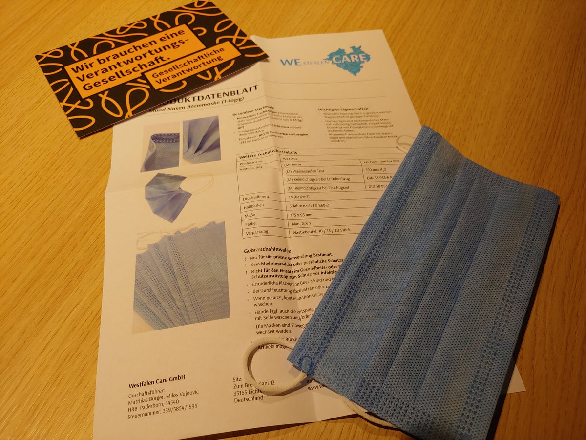 Danke an <a href="/westfalencare/">Westfalen Care</a> für das Sponsoring der neuartigen Masken für unser @workX20 Meeting an der @DresdenU Teilnehmerfeedback: Man kann sich damit im Vergleich zu anderen Masken tatsächlich viel besser austauschen! Sehr angenehm zum atmen.
