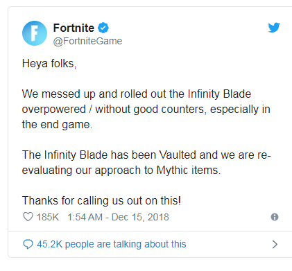 ViperytXd's tweet photo. @FortniteGame  posting this until they remove mythic items https://t.co/XTmCq9BM9a