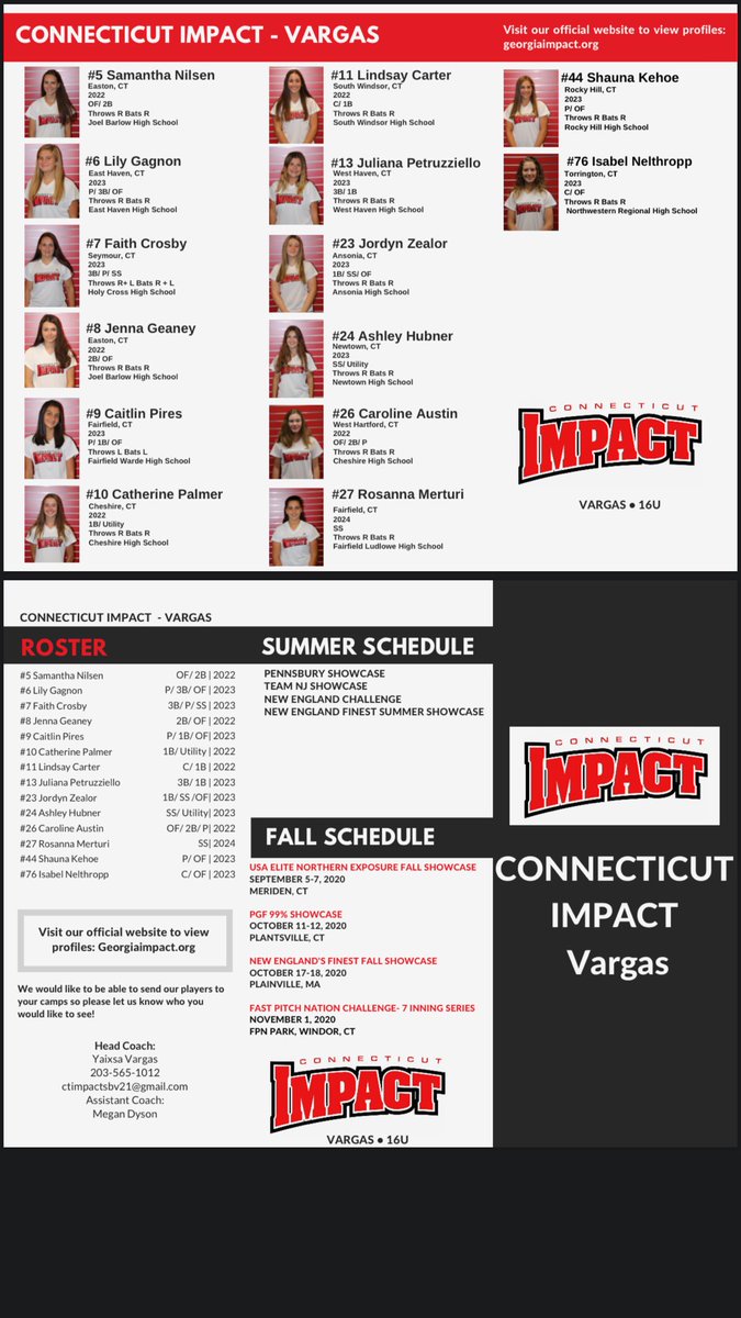 ct_vargas's tweet photo. CT Impact- Vargas Fall Roster 2020.
Ready to start the day on our first Showcase at USA Elite Northern  Exposure this evening at 5:30. #hardworkpaysoff @FastpitchImpact https://t.co/DOi2LFEIm1