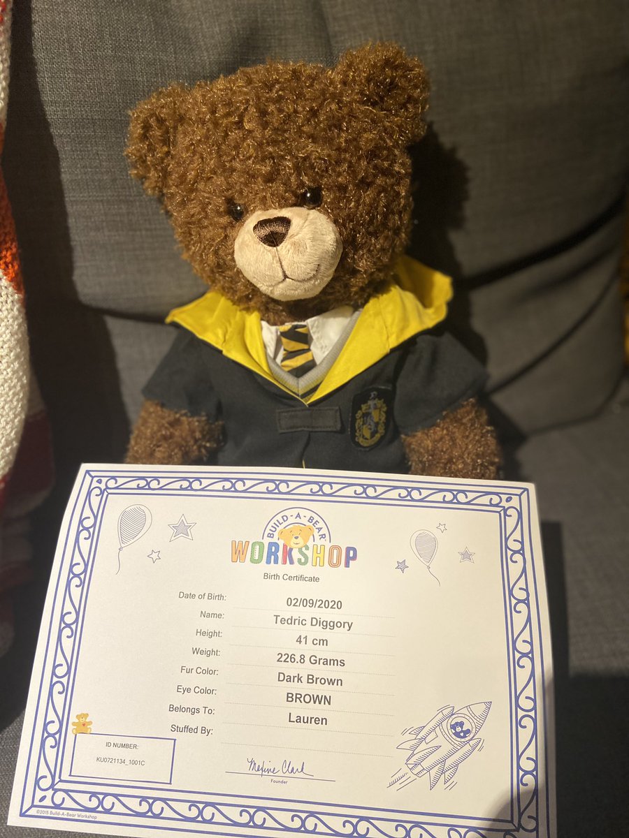 lauren__stott's tweet photo. did i really spend £50 on a harry potter build a bear teddy and call it tedric diggory 😌 yes i did ✨ #buildabear #harrypotter #hufflepuff https://t.co/48EOF4hTCs