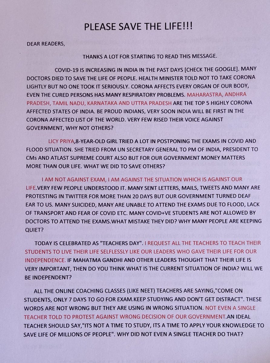 jaindeepak45's tweet photo. #JEEFailedPostponeNEET

HAVE PATIENCE TO READ IT.

#SupremeCourt_PostponeNEETJEE 
#PostponeJEE_NEETinCOVID #postponeNEETandJEE #NEETJEE #PostponeJEE_NEETSept #JEEMains #postponeNEET #NeetOrNot #JEE #JEENEET #JEENEETpostponekaro 
#StudentsLivesMatter https://t.co/U9Yq5LZB5u