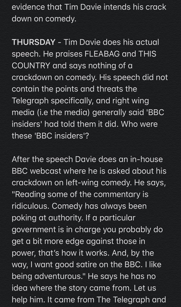 PopeLonergan's tweet photo. A good breakdown of how the right manufactured the ‘BBC war on comedy’ narrative (from Stewart Lee’s newsletter). https://t.co/utIXYtqJGT