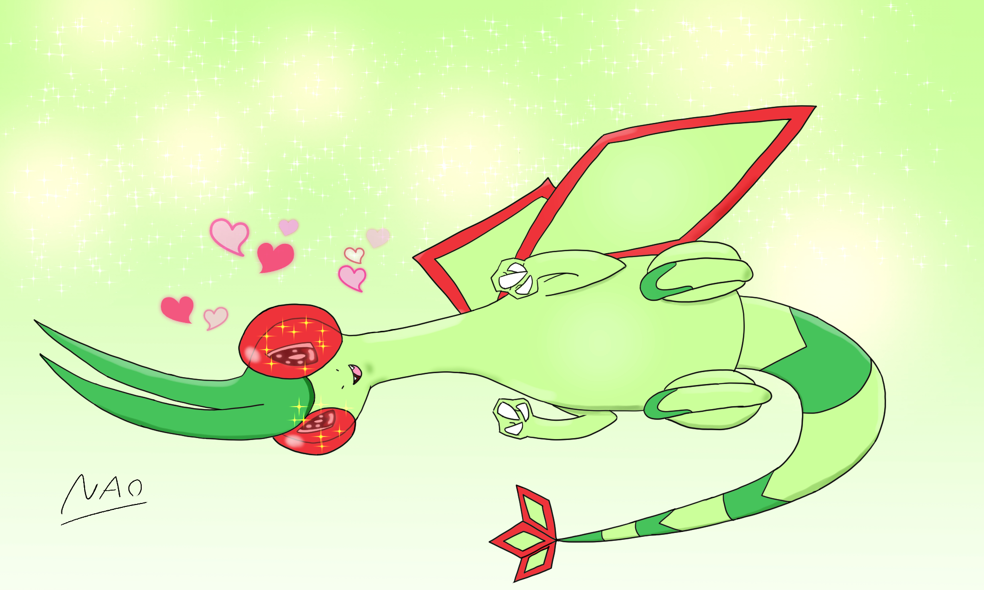 狐音ナオ この後の事への配慮をメイン理由に急遽本日投稿 フライゴンがアニメ出演 そしておそらくゴウくんのポケモン になる話になると思われるのも込めまして 昨日完成したフライゴンイラストです イーブイに続きコン回は ゴロニャンフライゴン