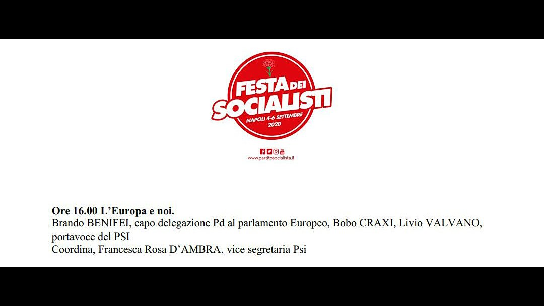 Oggi pomeriggio a Palazzo #Caracciolo - #Napoli -
Discuteremo di #Europa e noi insieme a <a href="/bobocraxi/">Bobo Craxi</a> , <a href="/brandobenifei/">Brando Benifei</a> e <a href="/LivioValvano/">Livio Valvano</a> .

#festadeisocialisti
#Napoli 
#4-6settembre