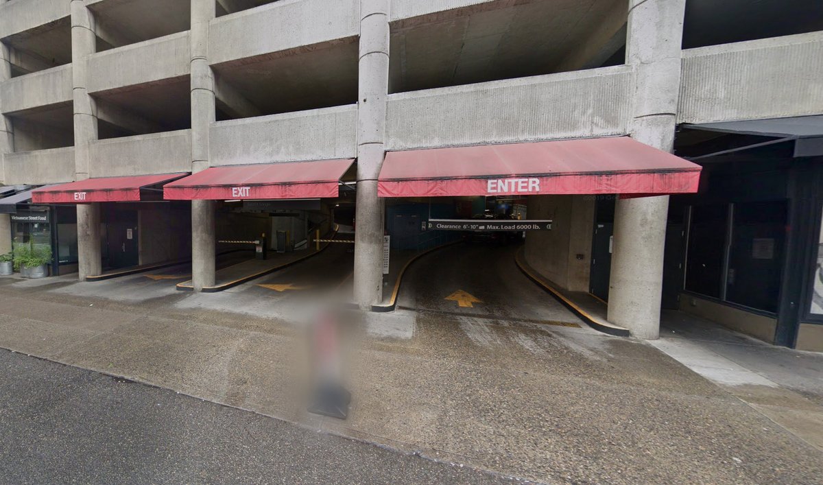 ADDENDUM THREE:Tell me what I'm doing wrong. The police affidavit says that Reinoehl stood in the alcove of the Smart Parking garage at SW Third Avenue and Alder Street.The garage has no alcove, no exit arrow pointing STRAIGHT OUT, and no asphalt exit ramp.