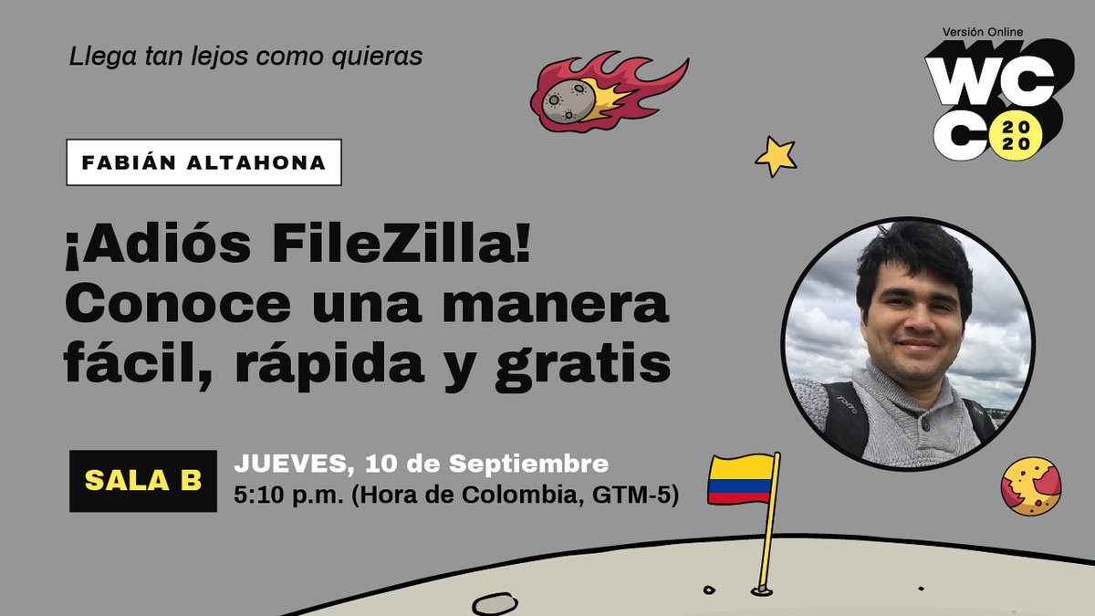 ¡Adiós FileZilla! Conoce una manera fácil, rápida y gratis  #WCCO2020
En la #Charla de <a href="/fabolivar23/">Fabian Altahona</a> nos mostrará como configurar de manera rápida y fácil un despliegue continuo adecuado
#WordCampColombia para #Desarrolladores #WordPress #development bit.ly/3lTrWF6