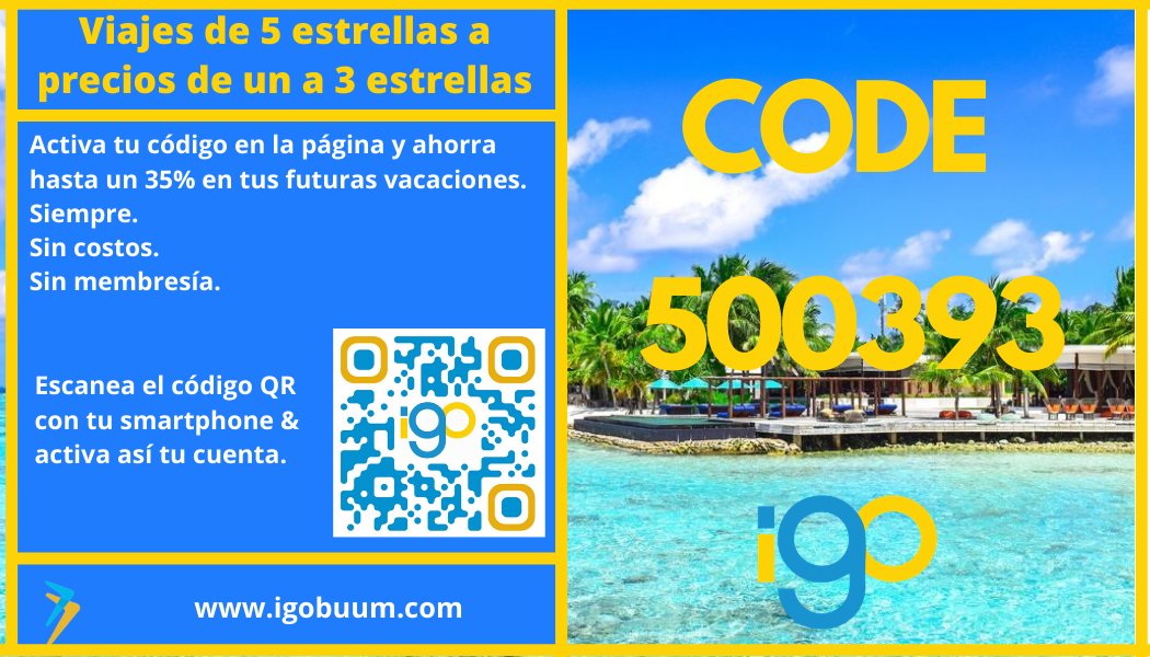 marcobuum's tweet photo. A ver cuantos desean tener su cuenta gratis de Igo4less hoy y cuántos se registran gratis allí ?! Ayer fueron unos....  
Me gusta poder hacer un favor a los viajeros. :-) 

El código sigue válido.
500393
https://t.co/Qm5NRgbdGG  

Saludos amigos :-) https://t.co/xcW3WtAakJ