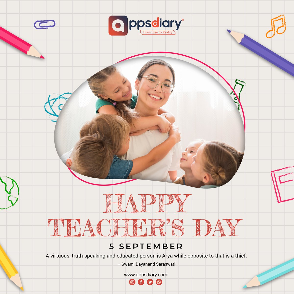 theappsdiary's tweet photo. The main objective of #teaching is not to give explanations, but to knock at the #doors of the #mind. – Rabindranath Tagore. Happy #Tearcher's Day #happyteachersday #happyteachersday❤️ #education #educationmatters #tearchersday #mentor #guide #educationispower #HappyTeachersDay https://t.co/rXoxvZBX0i