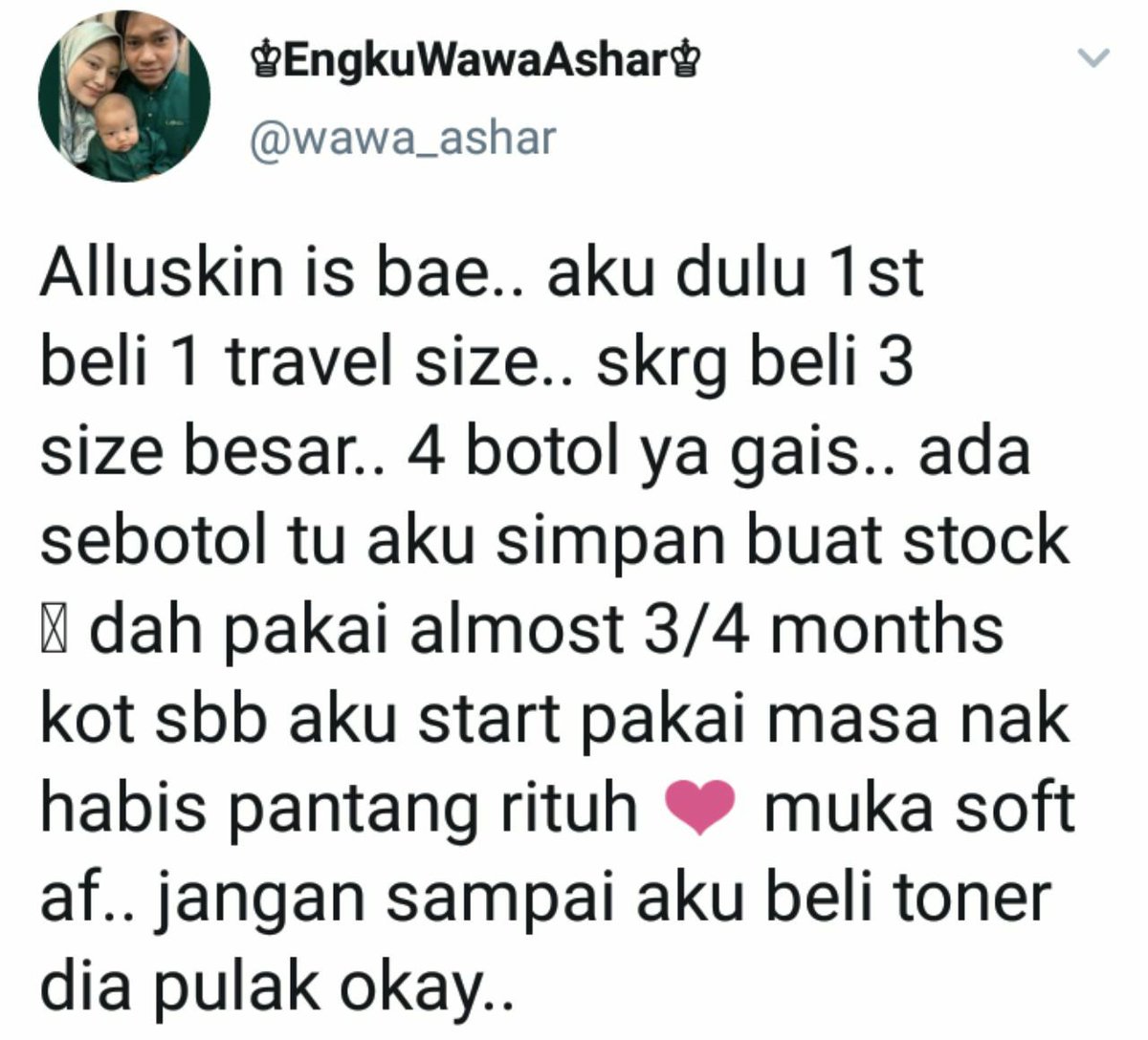 onlysheeeeeee's tweet photo. Ehem.. Belanja sikit Alluskin reviews from our #Allubabe 😘
Selain soft, smooth & glowing skin effect, Alluskin also helps in pudarkan parut tau.😉
Anything to ask? Nak order? Just click here okay!👇
https://t.co/cCDPDZiqkO https://t.co/flbaduuSkO