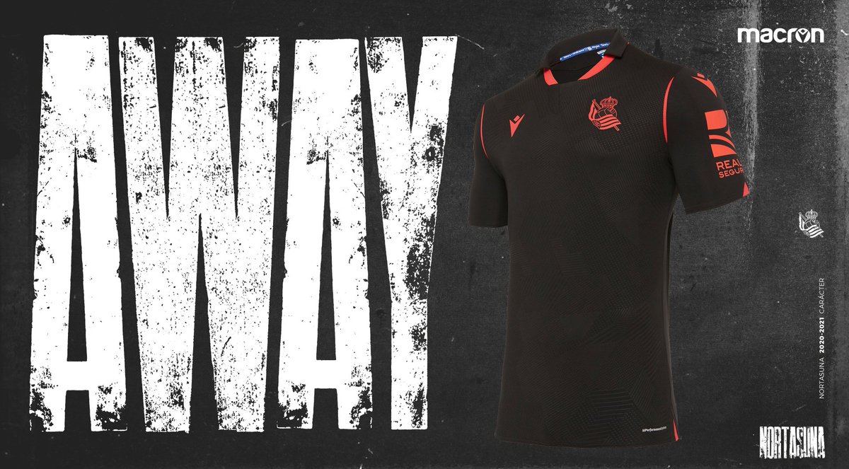 Shirt: AWAY The away shirt is black with some patterns and red details, including the emblem. Again the basque flag can be seen on the back of the neck and "Aupa Txuri Urdinak" written on the inside of the neck.