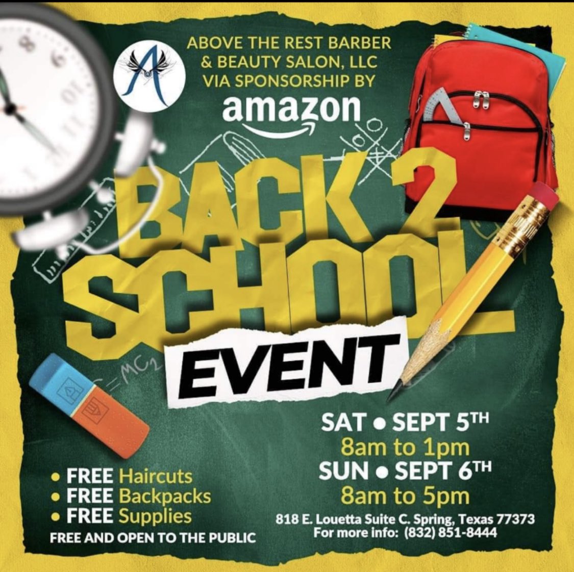 CooperElem's tweet photo. This back to school event is open to the public. FREE haircuts, FREE backpacks and FREE supplies! Check out this flyer for more information. 🍎✏️🎒 https://t.co/OpQhqv5MEM