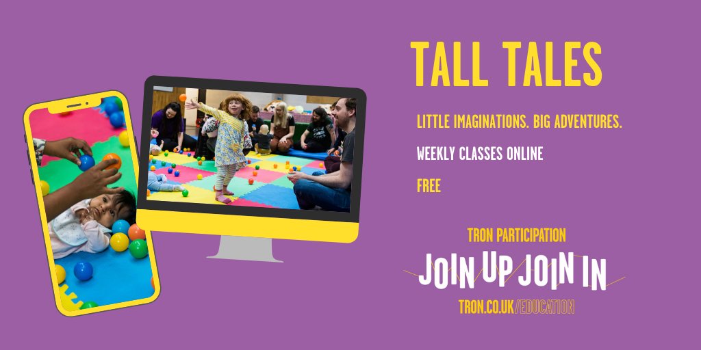 TronTheatre's tweet photo. Little imaginations. Big adventures. Tall Tales is returning as part of our TrONLINE participation programme!
Free and fun filled sensory story telling sessions, to book a session contact our box office!
https://t.co/6yKvcwvkTh
#JoinUpJoinIn https://t.co/gQ7rN8CNXq