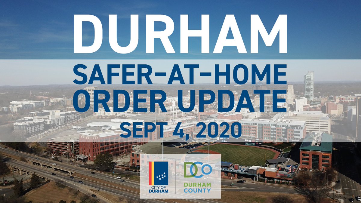 DurhamCounty's tweet photo. The Durham City-County Safer-at-Home Order has been modified to align with @NC_Governor Roy Cooper's 2.5 Phased Reopening. But remember, face coverings, social distancing & sanitation guidelines remain the same! #BeSafe #MaskUpDurham
https://t.co/0o1uLOaUW8 https://t.co/zZCNSisuUm