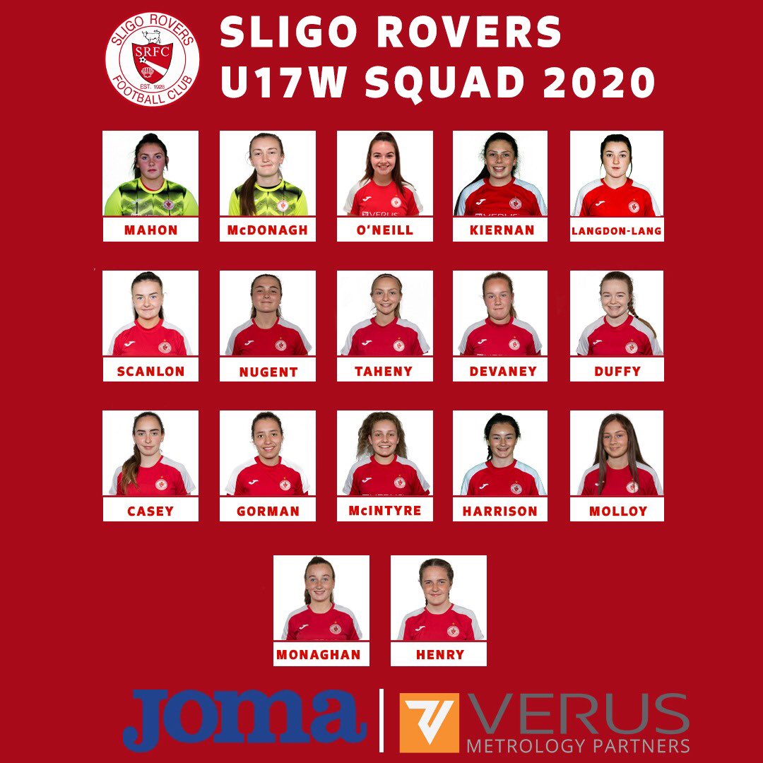 Sligo Rovers Our First Ladies U17 Team Of The Season A Mahon K Scanlon S Kiernan E O Neil K Nugent A Gorman C Harrison J Casey C Henry M