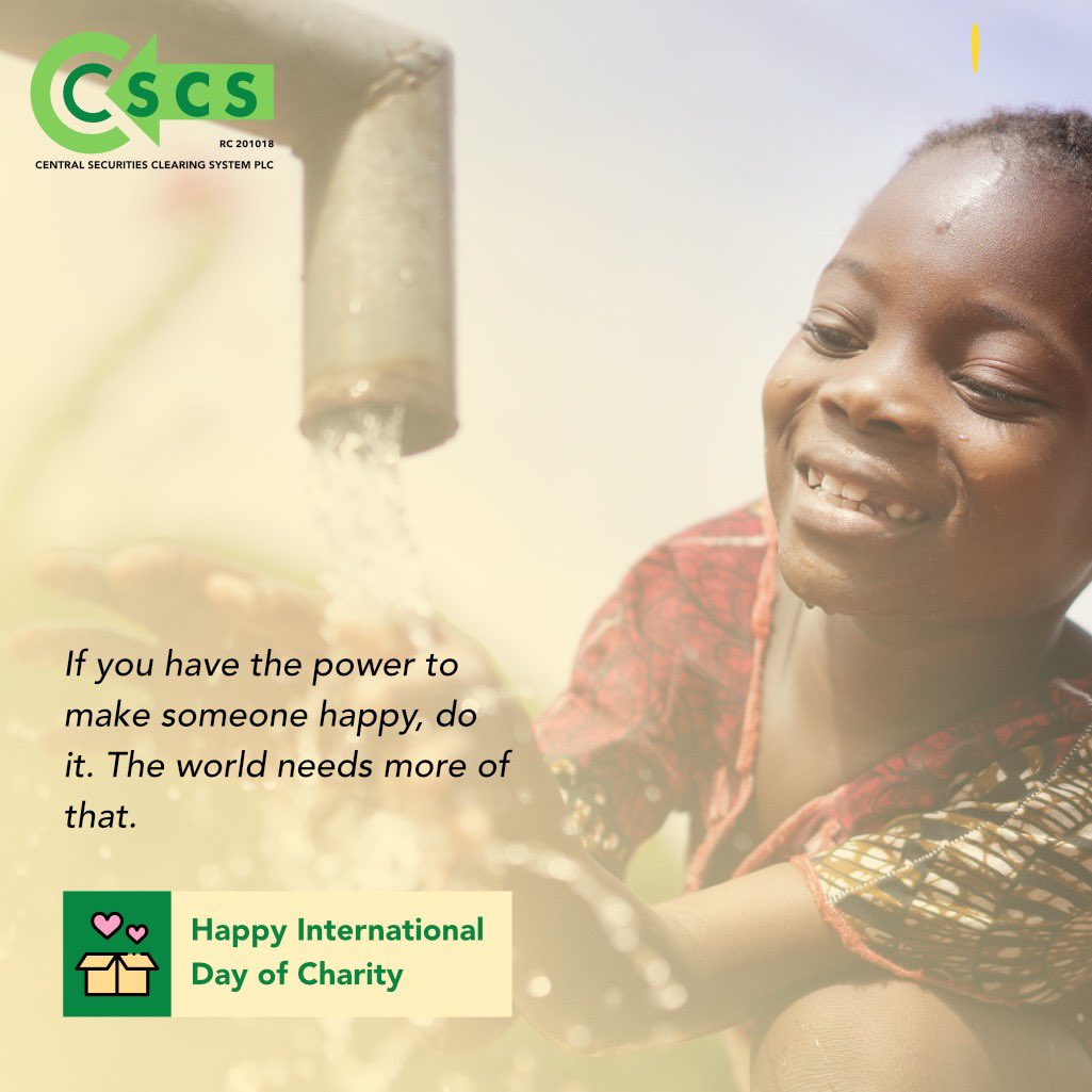 CSCSNigeria's tweet photo. Happy International Day of Charity.

This year has indeed reminded us how important it is to help those who are in need.

#Charity #Love #Humanity #CSCSNigeria #TeamCSCS https://t.co/Euzckwj8y1