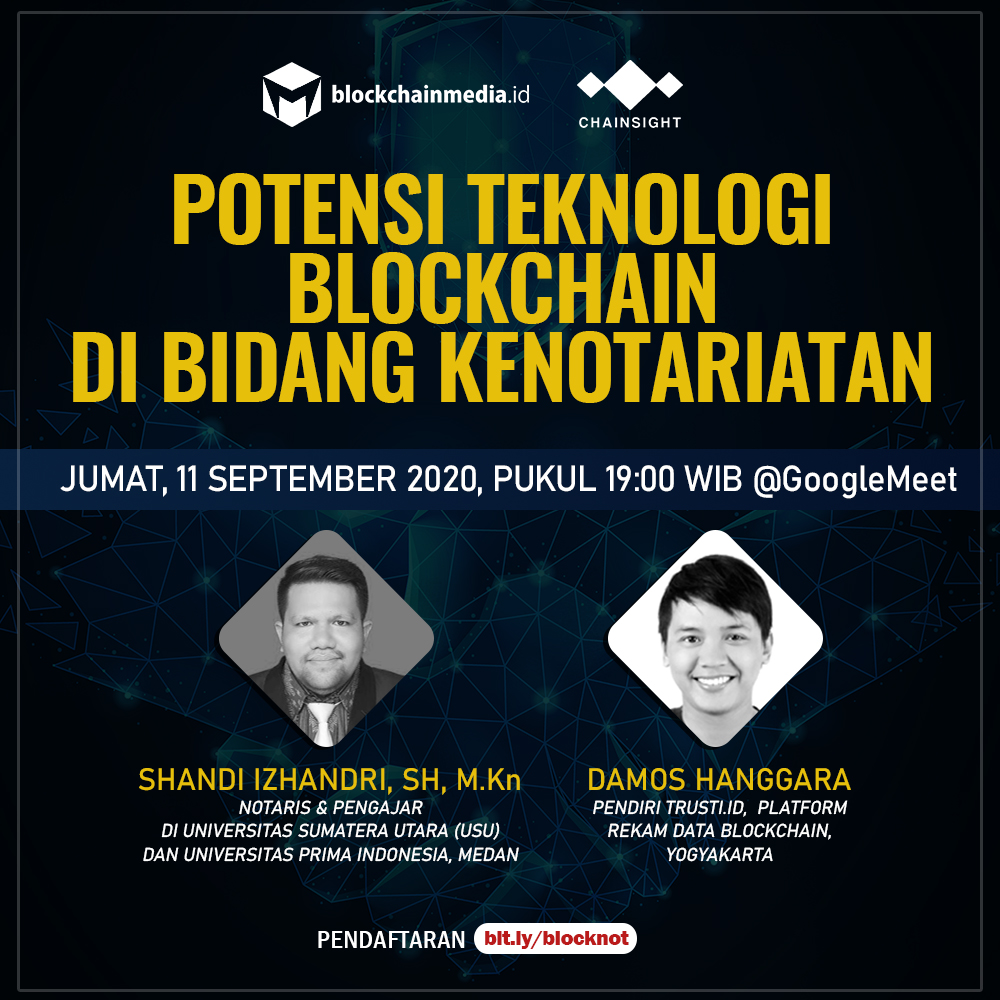 Vingika's tweet photo. Blockchain yang berkembang pesat sejak tahun 2008, berpotensi sangat besar diterapkan di bidang kenotariatan. Ia penting demi urusan keabsahan, keamanan data dan akurasi informasi. 

Pendaftaran: https://t.co/g7mtleYlUC

#notaris #blockchain #kenotariatan #notarization https://t.co/Dc39wGDMAv