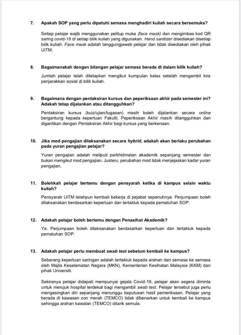 mppuitmcj's tweet photo. Berikut dimajukan soalan lazim (FAQ) berkaitan Hal Ehwal Akademik UiTM Cawangan Johor bagi sesi Oktober 2020 - Februari 2021. Mohon bantuan tuan/puan untuk menghebahkan perkara ini kepada para pelajar. https://t.co/XTNWQ9HGLR