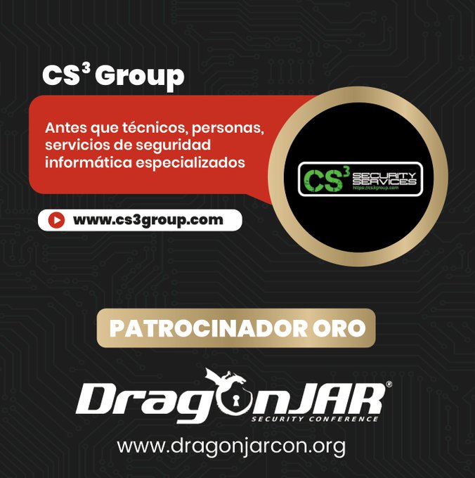 DragonJAR's tweet photo. El @DragonJARCon no sería posible sin el apoyo de empresas como @cs3_group
 quienes se vincularon al https://t.co/babHDbvi7v como patrocinadores oro, apoyando el talento en #infosec de habla hispana que compartirá su talento en el #DragonJARCO https://t.co/E03Y6LOm2M