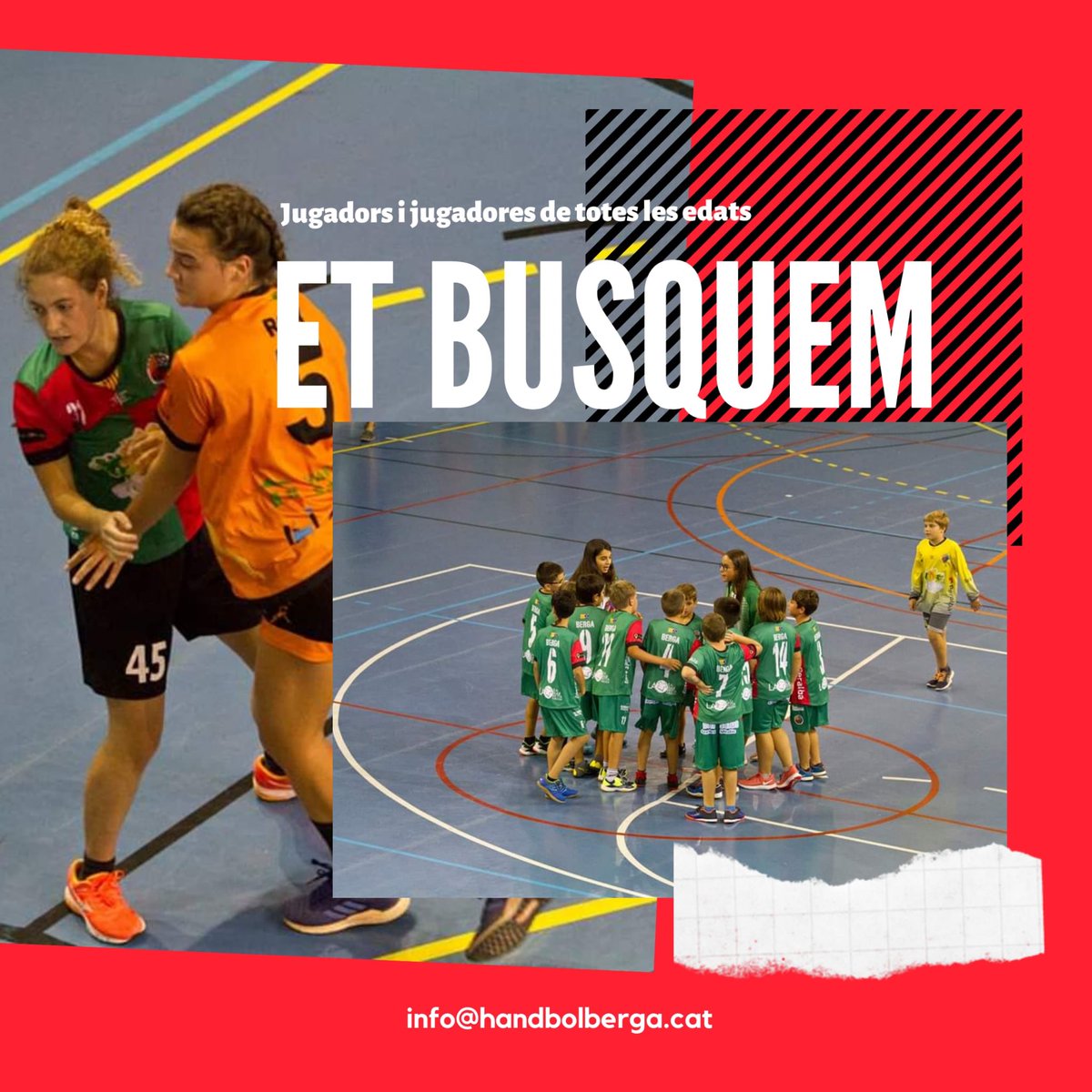 HandbolBerga's tweet photo. 🤾‍♀️ El dia 14 comencem entrenaments i volem contar amb tu!
🤾‍♂️ Tinguis l'edat que tinguis tenim un equip per a tu!
❤💚 Desde l'escola fins als Masters, t'esperem al Municipal! 
#VerdiVermells #juntsmesforts #SensePor https://t.co/xtFUuBhgZH