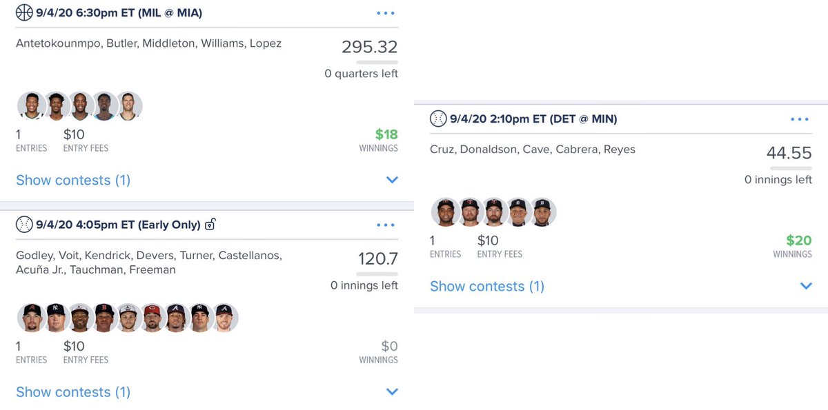 BradCroft's tweet photo. The proof is in the pudding. ๐คท๐ผโโ๏ธ Another night of #FanDuel #dfs crushed by @dollarslates. Iโm not sure why youโre not getting on this train. Letโs gooooo!!! 9/11, $110 in, $161 out. ๐ฒ๐ค๐ต๐ฐ๐ฅ #manonfire #buildingbankroll @Blackthor80 https://t.co/wpwTMs3sVe