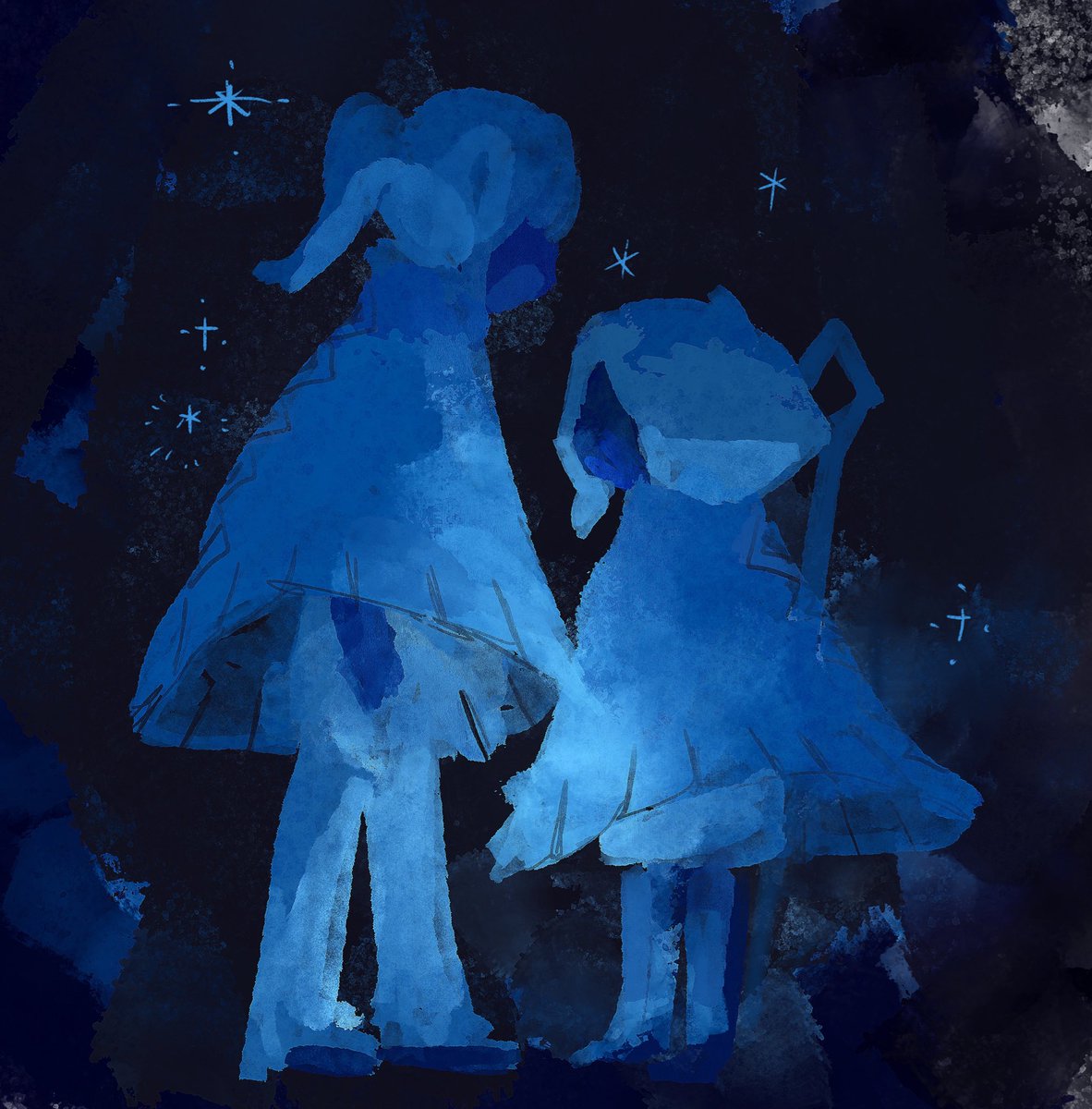 blue theme standing short hair multiple girls 1boy 2girls 1girl  illustration images