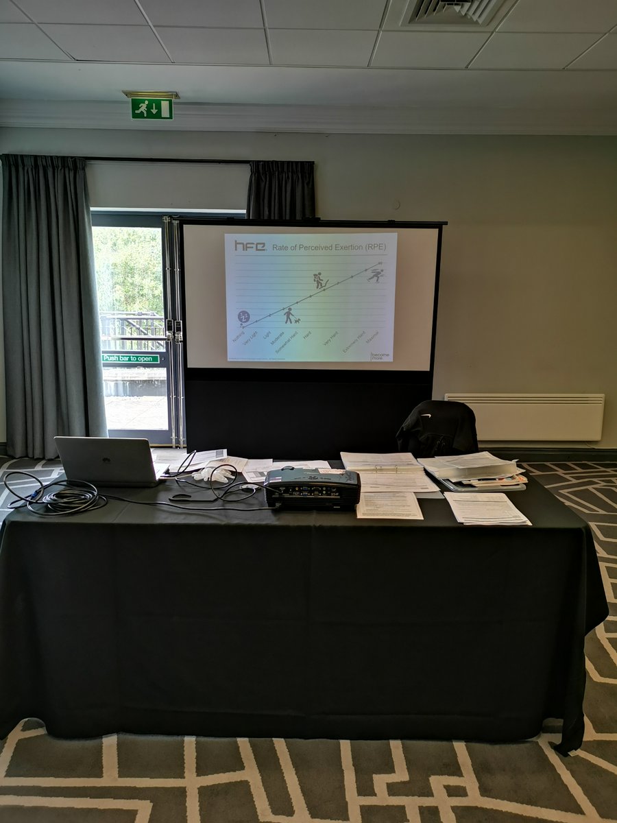 Discussing RPE (rate of perceived exertion) this morning with the Level 2 learners in a nice socially distanced classroom <a href="/villagegym/">Village Health Club</a> Newcastle. <a href="/hfe1/">HFE</a> #HFE #BecomeMore #StrengthCoachGlasgow #BreakthroughPerformance #Newcastle #Level2 #GymInstructor <a href="/DrLeeCoutts/">Dr Lee Coutts</a>