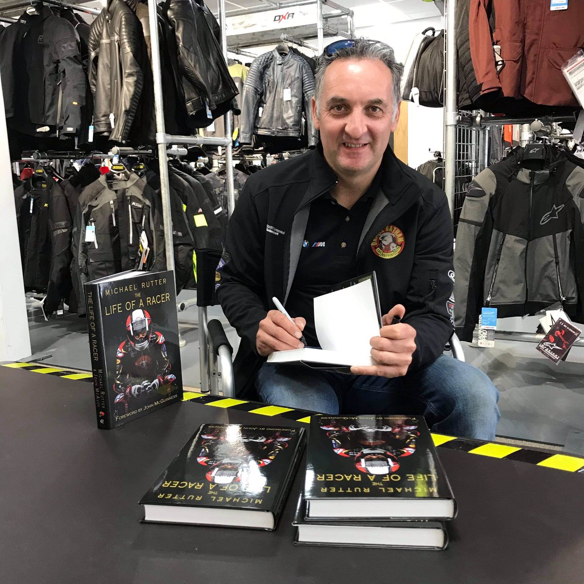 Great to see <a href="/michaelrutter_/">Michael Rutter</a> pop into the shop <a href="/SPORTSBIKESHOP/">SPORTSBIKESHOP.co.uk</a>  today &amp; stop to sign some of his books  “Life of a Racer”  <a href="/thebathams/">The Bathams</a> <a href="/BathamsRacing/">Bathams Racing</a>