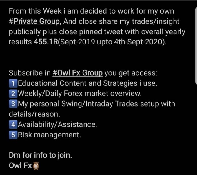 Dm for info about Join  #Owl_Fx_Group. I am done for the twitter Public Feed.Was a nice journey with all of you Guys