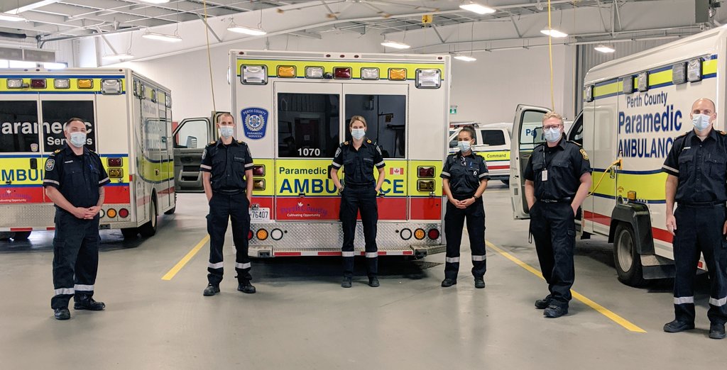 These <a href="/PerthCounty/">Perth County</a> Paramedics mean biz by doing their part. You can help medics, help all. This #LabourDay2020 weekend let's remember to keep up all of our good efforts to stop the COVID-19 spread by doing our part! #Masks #SocialDistancing #SocialBubble <a href="/HPPublicHealth/">Huron Perth Public Health</a> <a href="/CUPE4514/">Perth County Paramedics CUPE 4514</a>