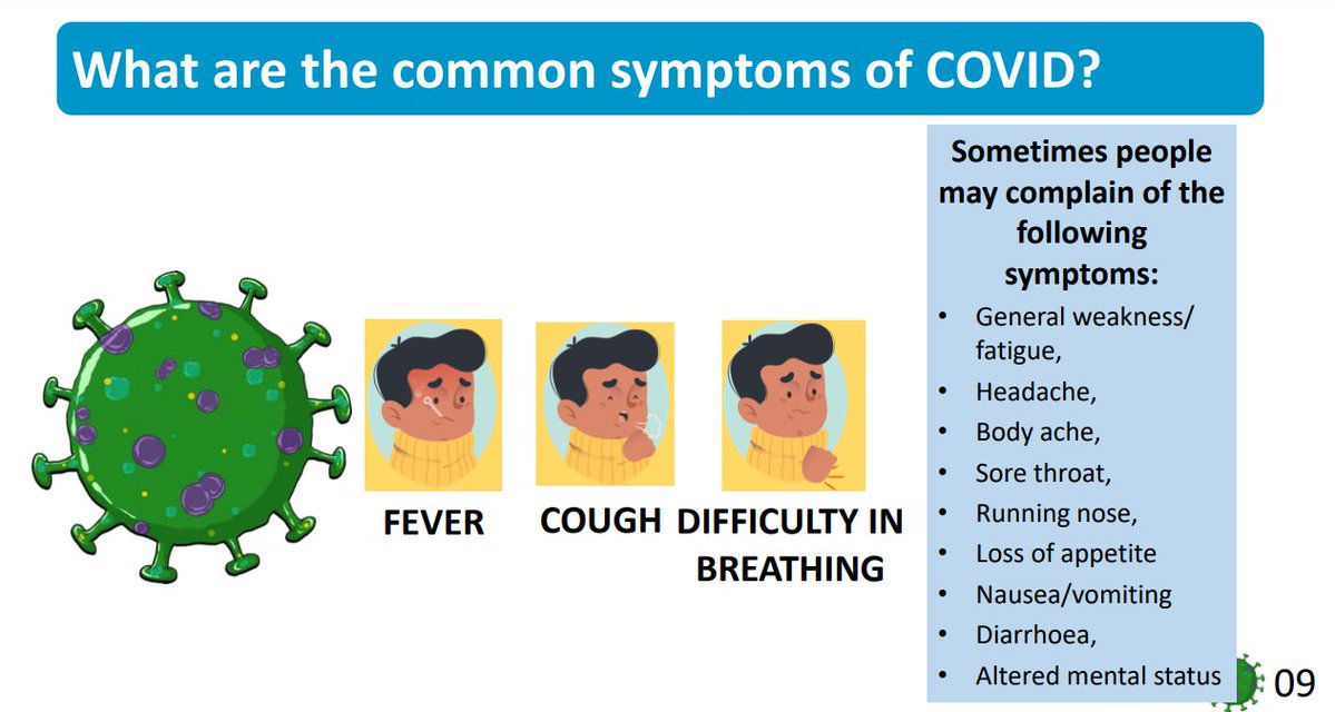Sharing 4 very IMPORTANT slides released by  @MoHFW_INDIA:1. How is  #COVID19 transmitted?2. What are the common symptoms of COVID?3. What are COVID suspect, confirmed, symptomatic & asymptomatic cases?4. Who can be defined as a contact?Share maximum for awareness.