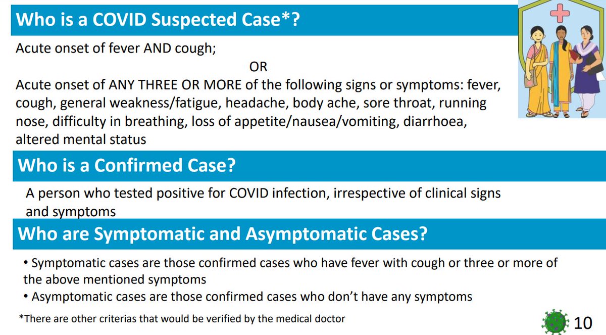 Sharing 4 very IMPORTANT slides released by  @MoHFW_INDIA:1. How is  #COVID19 transmitted?2. What are the common symptoms of COVID?3. What are COVID suspect, confirmed, symptomatic & asymptomatic cases?4. Who can be defined as a contact?Share maximum for awareness.