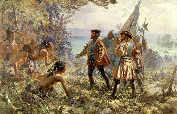 HistoireOdyssee's tweet photo. #CeJourLà 5 septembre 1534 : l'explorateur Jacques Cartier ramène à Saint-Malo deux Indiens (Domagaya et Taignoagny) de sa première expédition au Canada.

Ils vont apprendre le français et, depuis leur retour, ils sont désormais plus exigeants sur les transactions. https://t.co/z0OEDNPBWy