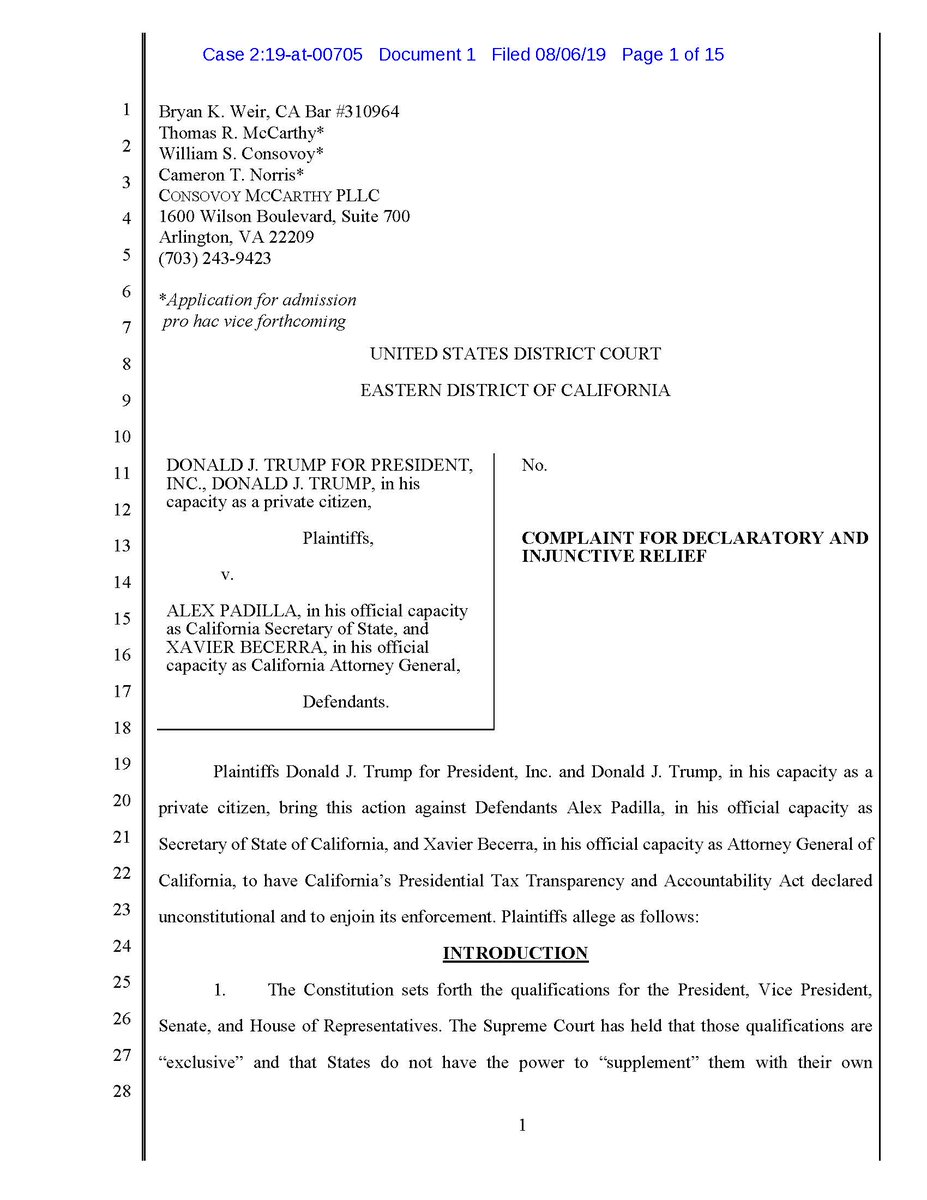 Trump campaign dollars also used to try to block a California law that would have forced Trump to release his income tax return if he wanted to run for re-election. Law was separately overturned.