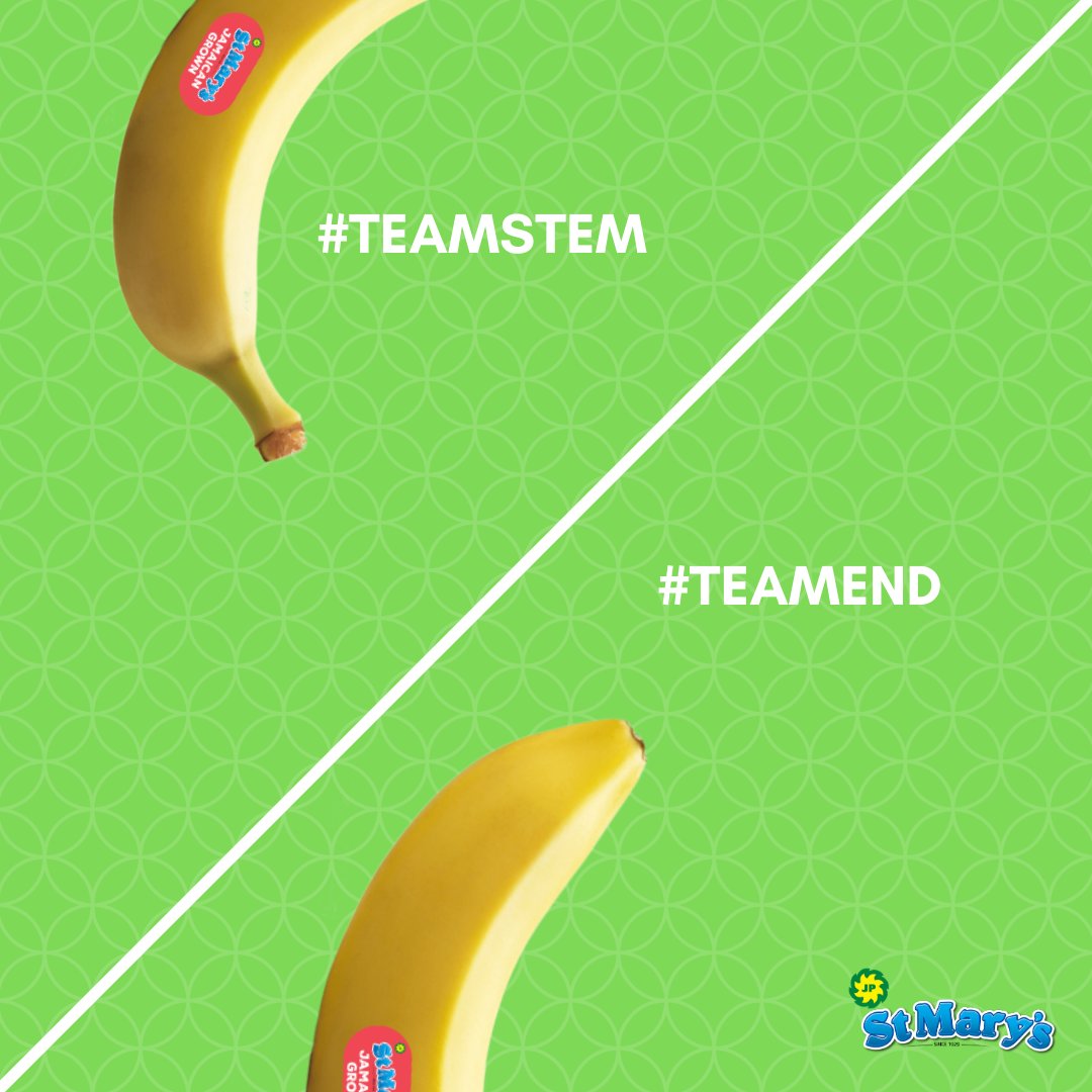 stmarysnacks's tweet photo. Are you team end or team stem? How do you prefer to peel your JP St. Mary’s Ripe Bananas? #SayYesToFresh #BeFreshEatFresh https://t.co/nJGH1hknqC