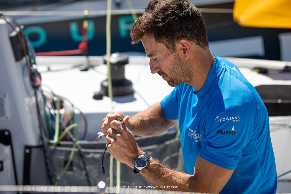 OceansLab_'s tweet photo. Final day of preparations ahead of tomorrow's 11am race start 👌 Since finishing the first stage of @SolitaireEng on Thursday #Figaro3 #OceansLab has been checked over with new electronics to 🤞 avoid an early crossing of the race starting line, and the gennaker re-configured.. https://t.co/RiZOvLJJEi