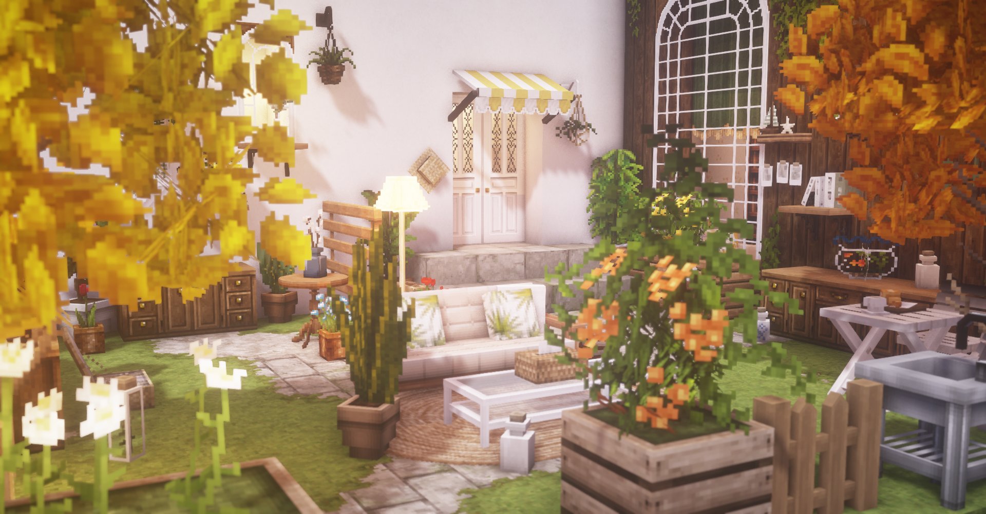 世隐少女on Twitter 秋日里的阳光小花园 就算是逐渐变凉的秋季 还是希望大家的生活每天都暖洋洋的w Cocricot Minecraft Minecraft建築コミュ