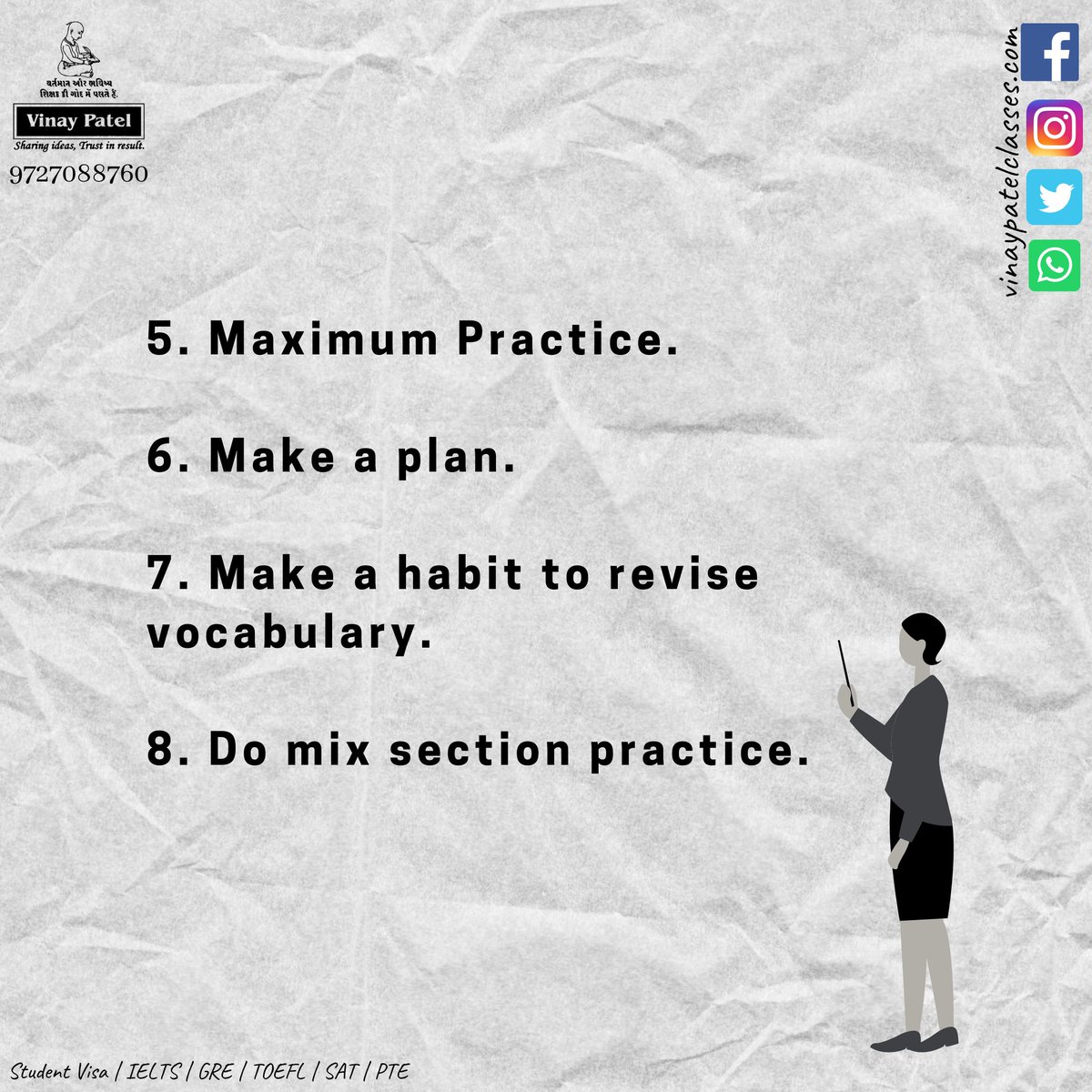 vinaypatelclass's tweet photo. How to prepare for study abroad test?
#StudyAbroadTips #StudyAbroad #AbroadEducation #InternationStudent #IELTS #TOEFL #PTE #SAT #GRE #StudyInCanada #StudyInUK #StudyInUSA #ImmigrationConsultant #StudentVisa #ForeignEducation #Ahmedabad #VinayPatelClasses
https://t.co/Itfa4lg8uO https://t.co/wCQweM9Wy8